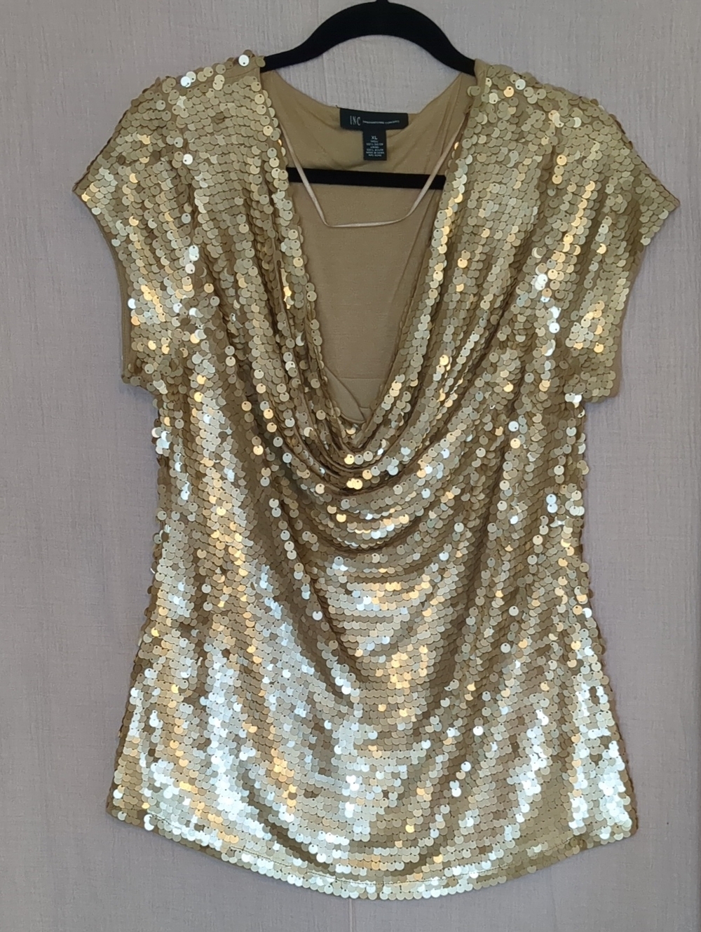 GET READY FOR THE FESTIVE SEASON on A Budget I N C Gold Sequin Cowl Neck Top